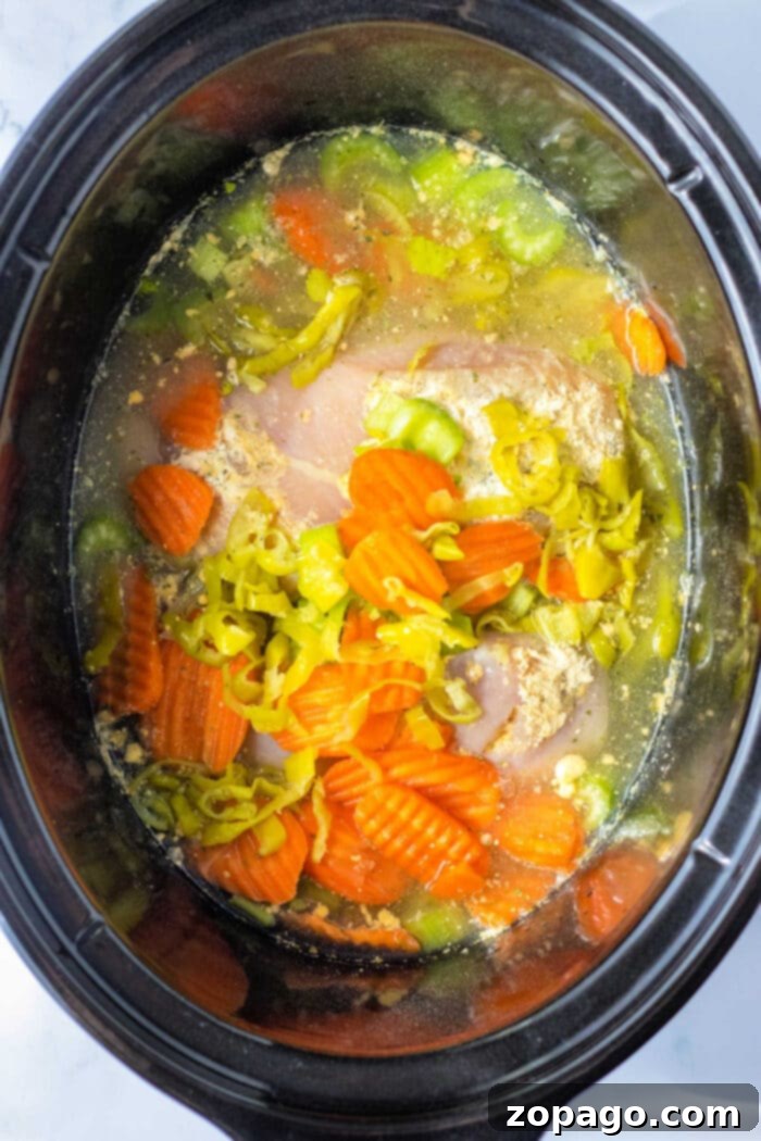 Comforting Crockpot Chicken and Noodles 4 Reames Chicken and Noodles - A hearty serving of slow-cooked chicken paired with thick, satisfying Reames noodles.