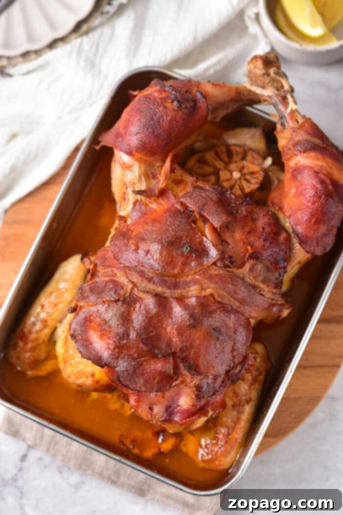 Crispy Bacon-Wrapped Stuffed Chicken 7 whole chicken wrapped in bacon sliced