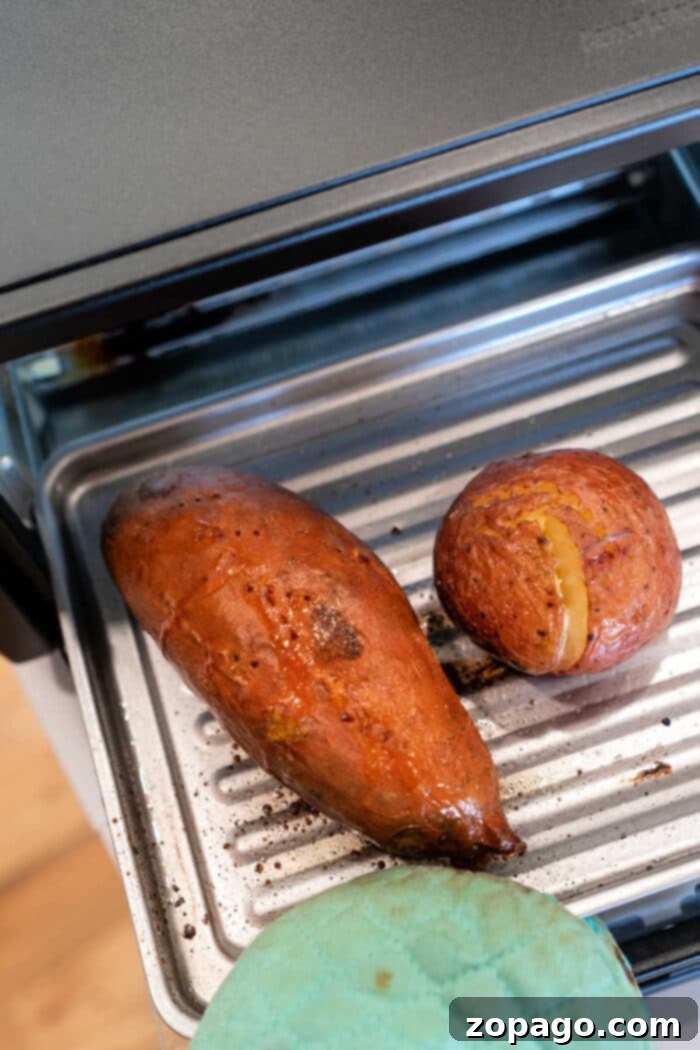 Perfect Toaster Oven Baked Potatoes 2 Baking Potatoes in a Toaster Oven - A delicious and easy method for perfect results.