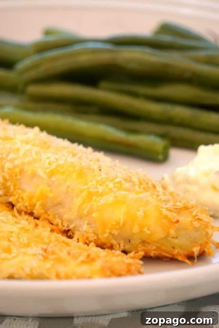 Cook Cod Perfectly 3 Breaded fish with a side of green beans and a dollop of sauce on a plate, ready in the time it takes to cook cod to perfection.