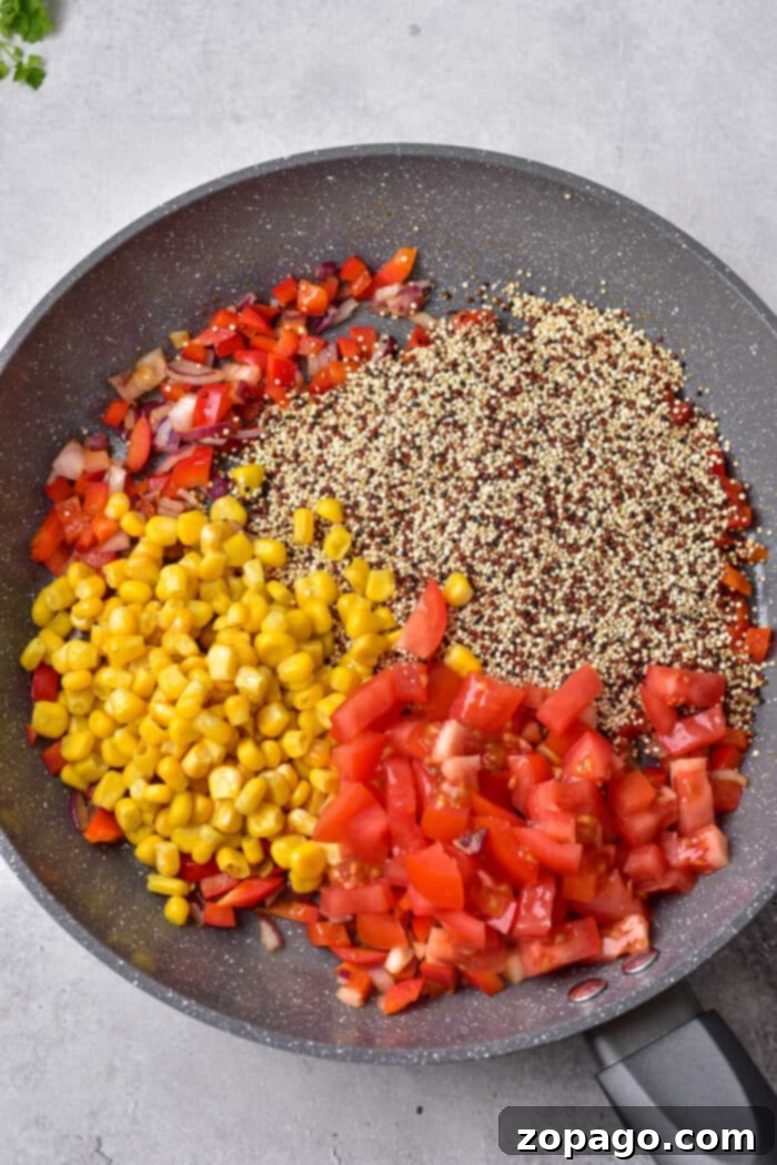 Tri Color Quinoa Recipe, featuring colorful vegetables