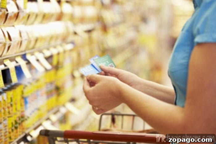 Maximize Savings: Utilizing Digital and Printable Coupons for Smart Grocery Shopping A mom comparing digital and printed coupons before heading to the grocery store