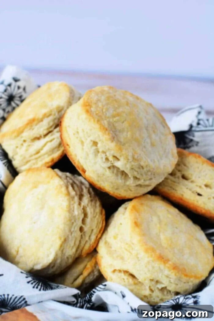 The Secret to Irresistible Homemade Biscuits 9 How to make country style biscuits from scratch, showing a stack of perfectly baked biscuits.