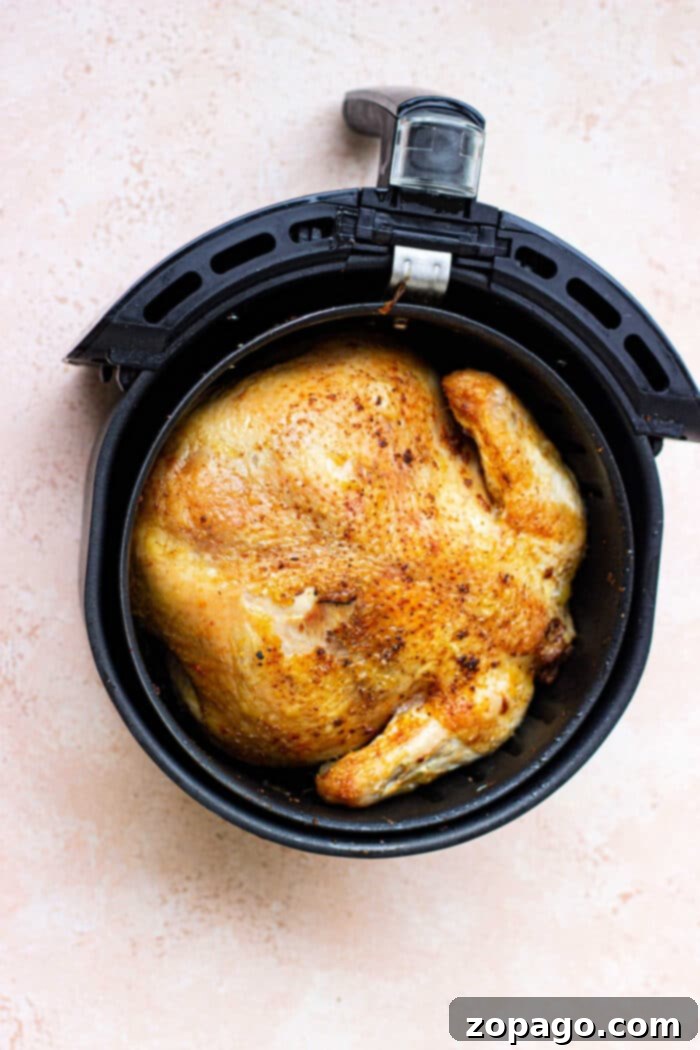 Crispy Air Fryer Whole Frozen Chicken 8 Air Fryer Whole Chicken Frozen, ready to be carved