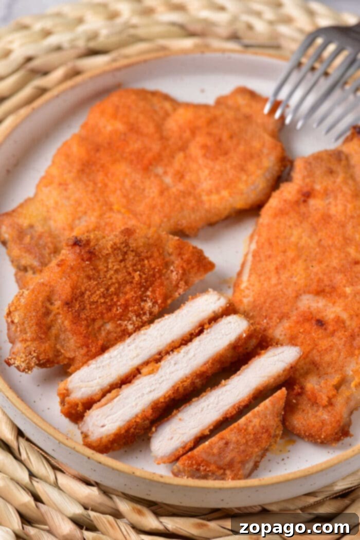 Thin Pork Chops in the Oven: Optimal Cooking Times 2 Crispy, golden-brown thin pork chops freshly baked in the oven, ready to be served.