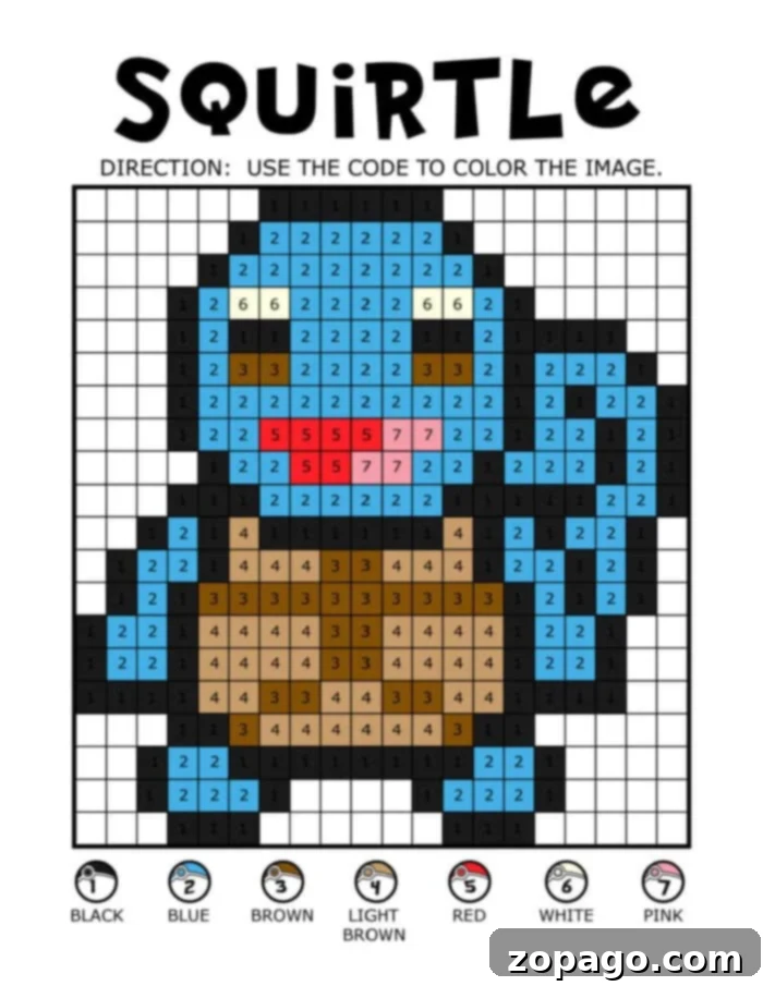 Free Pokemon Pixel Art Coloring by Number 5 Detailed Free Pokemon Pixel Art Design