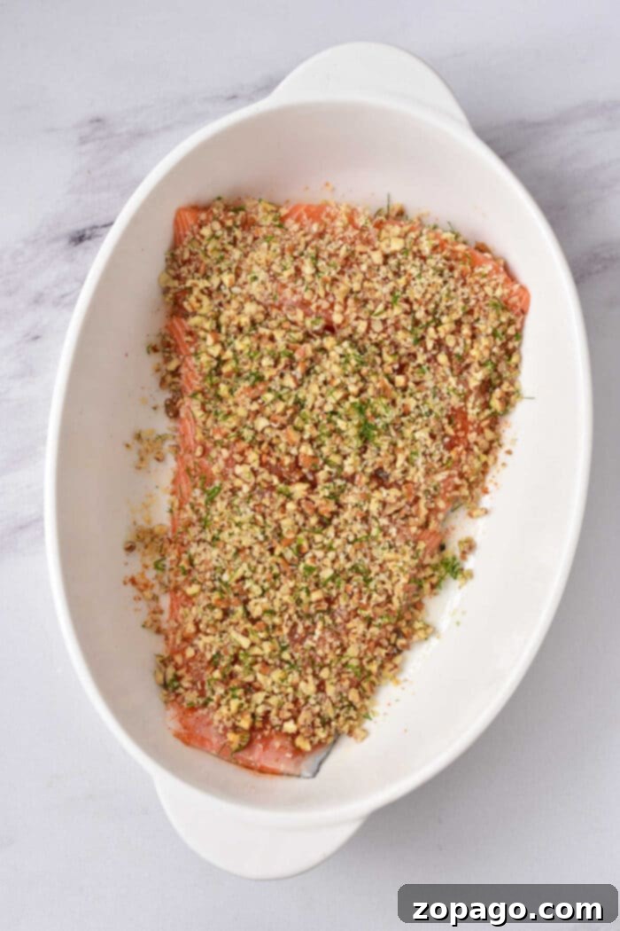 Crispy Almond Salmon 4 Baked Salmon with Almond Crust and fresh herbs