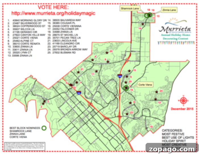 Murrieta's Dazzling Holiday Lights Guide 2 Murrieta Christmas Lights Map showcasing festive routes