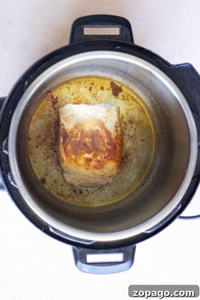 Tender Instant Pot Pork 4 Guide on how long to cook a 2 lb pork roast in an Instant Pot for perfect tenderness.