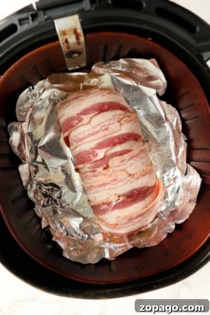 Crispy Air Fryer Bacon Wrapped Meatloaf 4 Air Fryer Bacon Wrapped Meatloaf