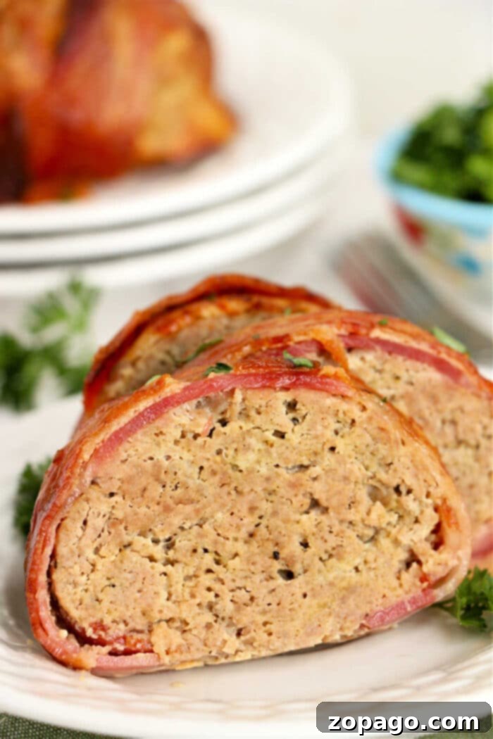 Crispy Bacon Meatloaf Delight 6 Hearty meatloaf wrapped in bacon, a perfect comfort food dish.