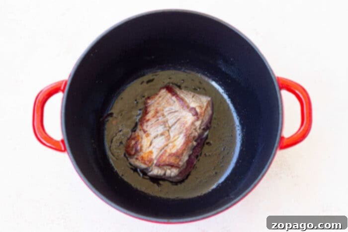 Oven Roasted Eye of Round 6 beef in dutch oven