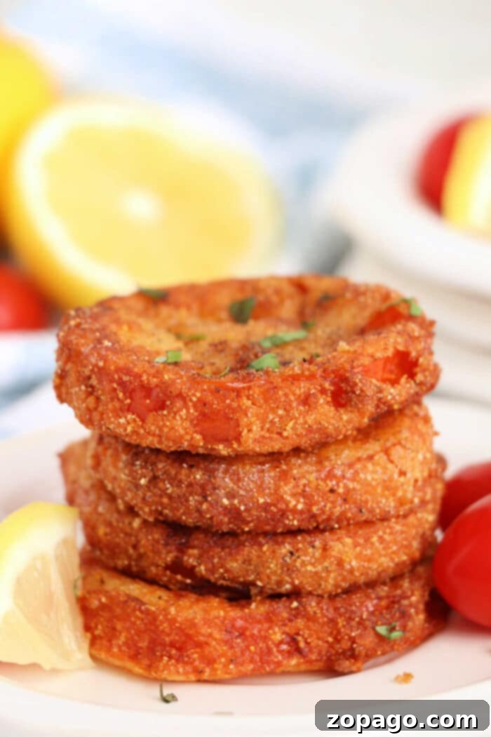 Ruby Red Sizzle 7 Fried Tomato - a single perfect slice, ready to be enjoyed.