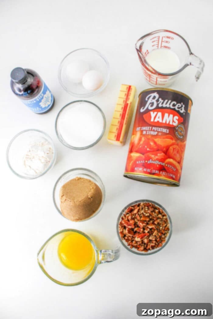 No-Fuss Sweet Potato Casserole with Canned Yams 3 Ruth Chris Sweet Potato Casserole Recipe – A close-up of the delicious sweet potato casserole, showcasing its smooth texture and a hint of the pecan topping.