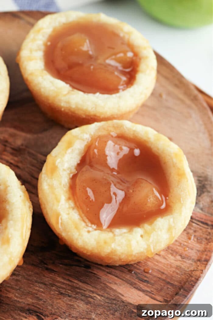 Cookie Cups: Tiny Treats, Big Flavor 5 Two hands holding a muffin pan with baked cookie cups, some filled with a rich, vibrant pie filling, possibly apple or cherry, and garnished with a light dusting of cinnamon or sugar, ready to be served as a delightful dessert.