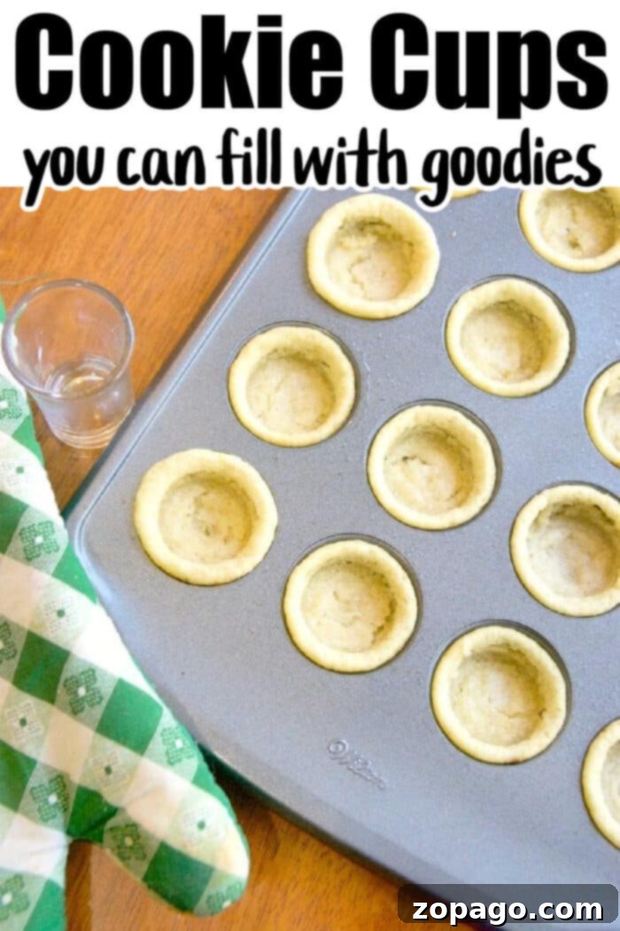 Cookie Cups: Tiny Treats, Big Flavor 7 A top-down view of several baked cookie cups, showcasing their uniform golden-brown edges and hollow centers, ready to be filled with an array of delectable sweet or savory toppings for a customizable treat.