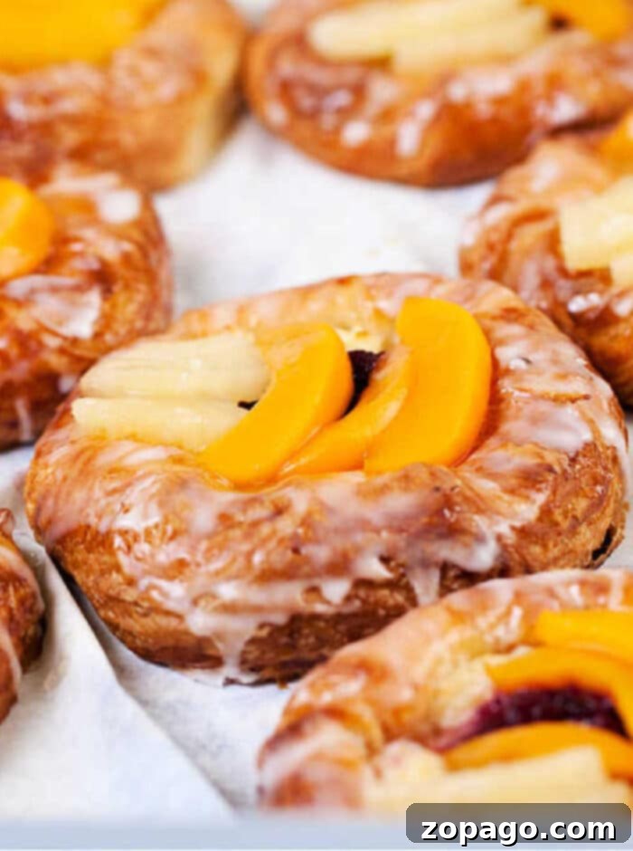 Puff Pastry Morning Delights 2 Puff pastry Danish with fruit and glaze