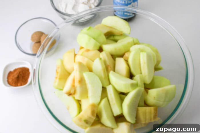 Warm Cinnamon Apple Slices 4 Step-by-step guide on how to perfectly slice an apple for baking