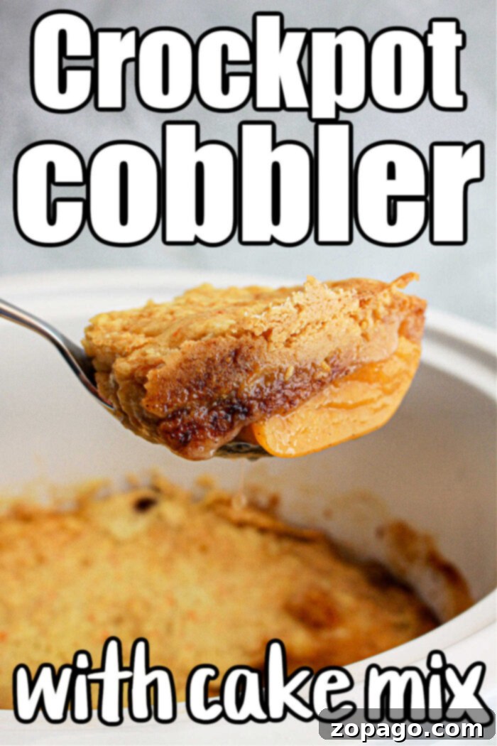 No-Fuss Cake Mix Crockpot Peach Cobbler 8 crockpot cobbler