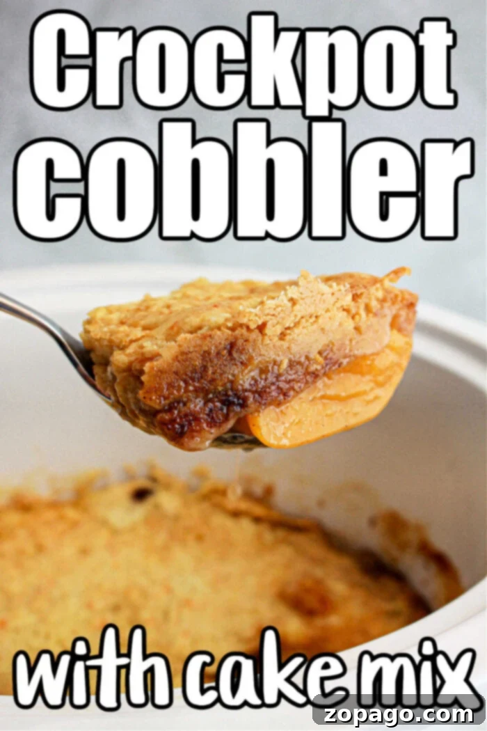 Slow Cooker Peachy Dump Cake 8 crockpot cobbler