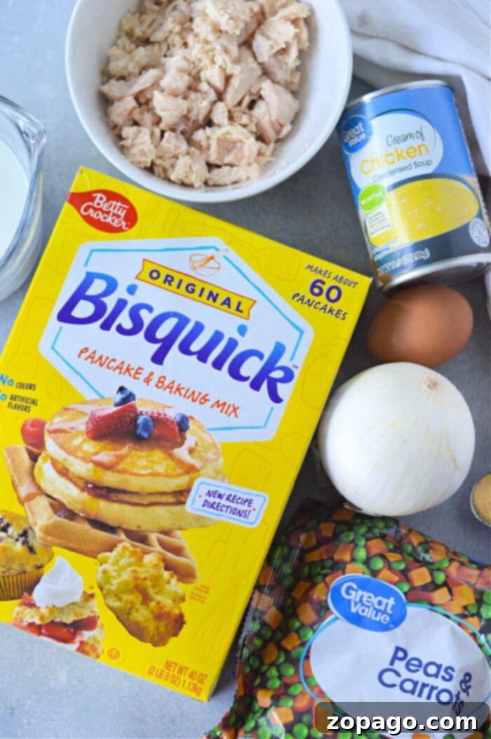 Easy Chicken Cobbler Bake with Bisquick 3 Close-up of golden-brown Bisquick Chicken Cobbler fresh from the oven