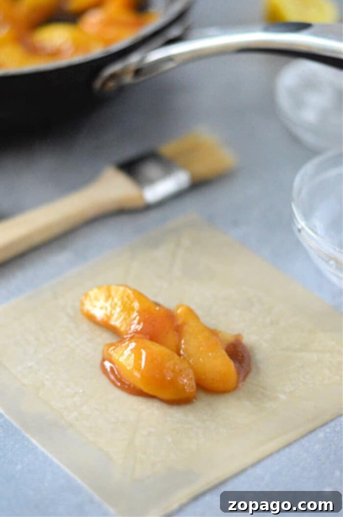 Golden Peach Dessert Rolls 5 Egg rolls filled with pie filling