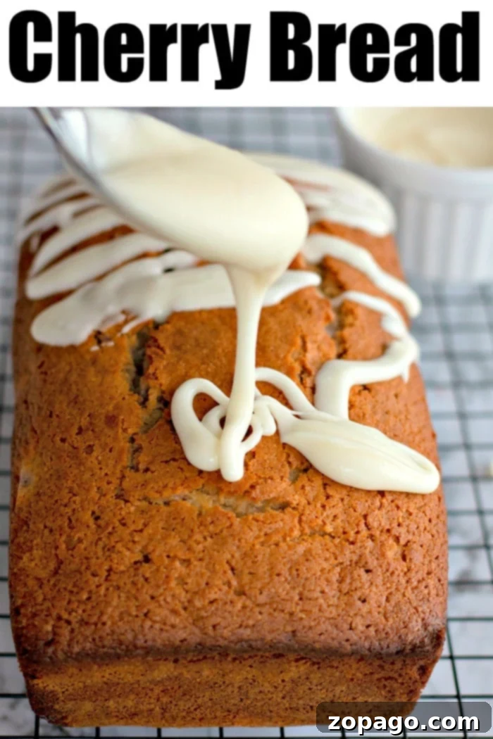 Best cherry bread recipe using maraschino cherries. #cherrybread #cherries #sweetbread #cherryrecipes Sliced cherry bread on a wooden cutting board