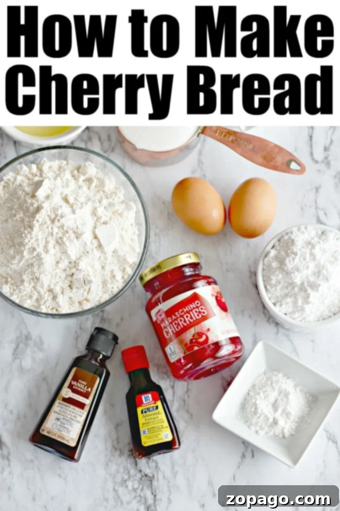 Delicious Cherry Bread Recipe with Maraschino Cherries - A Sweet Treat for Any Occasion A freshly baked Maraschino Cherry Loaf, golden brown with visible red cherry pieces, sitting on a wooden cutting board.