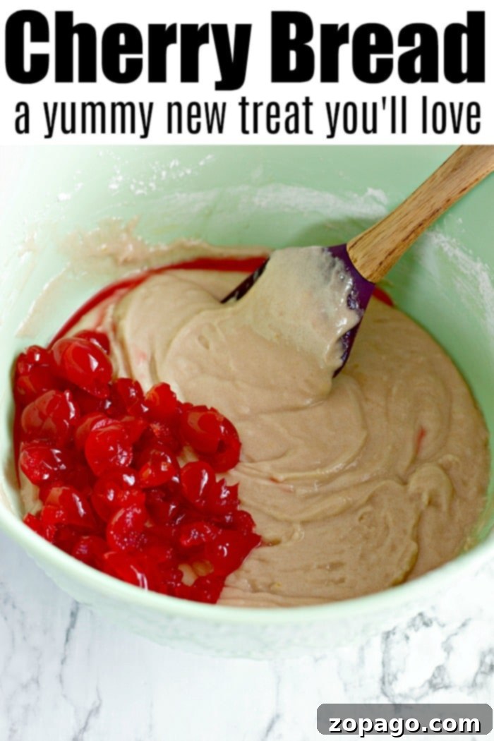 Easy Maraschino Cherry Bread Recipe - Perfect for Valentine's Day or Any Sweet Occasion A vibrant Maraschino Cherry Bread loaf on a cooling rack, drizzled with a sweet white glaze.