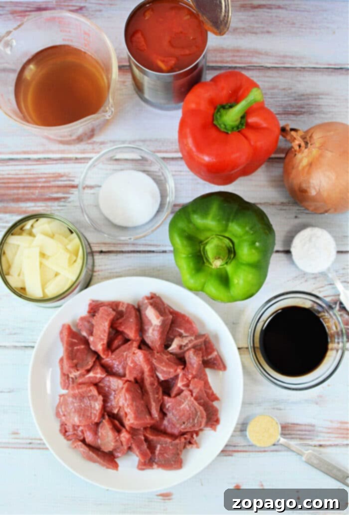 Tender Slow Cooker Pepper Steak 3 Pepper Steak Ingredients