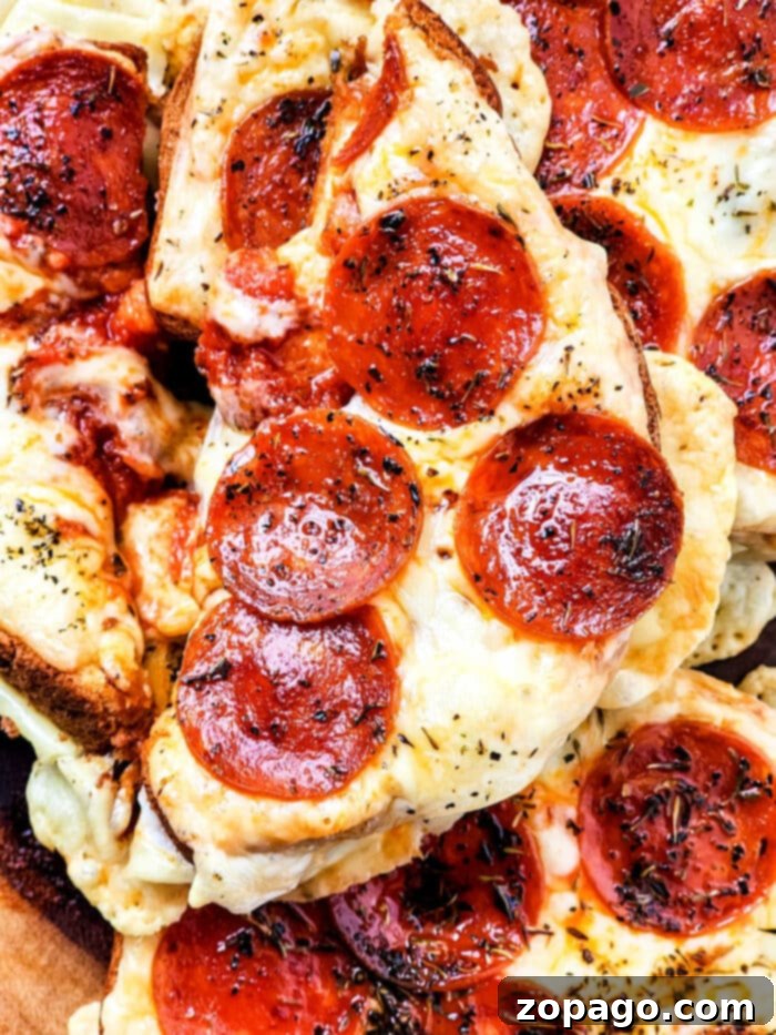 Cheesy Pizza Toast 2 Crispy Pizza Toast with Pepperoni and Melted Mozzarella