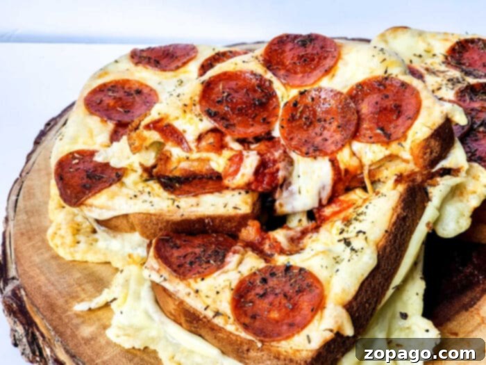 Cheesy Pizza Toast 9 Close-up of Pizza Grilled Cheese with Melted Cheese