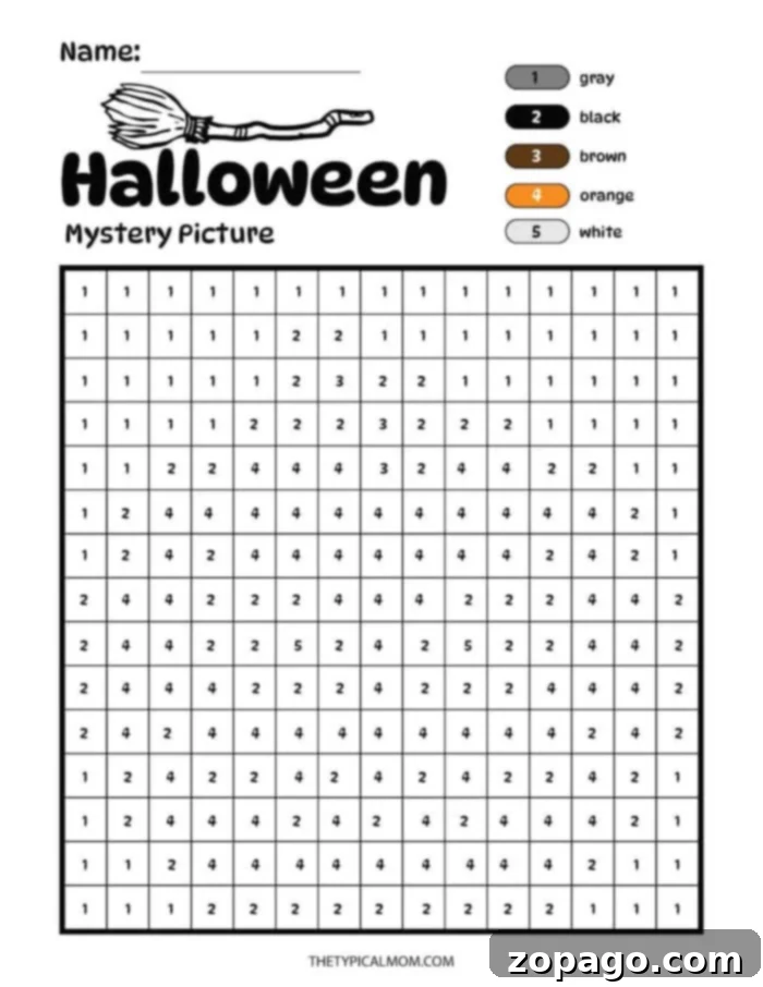 Free Spooky Halloween Color By Number Pages 3 Starting a Halloween Pixel Art activity with a color key