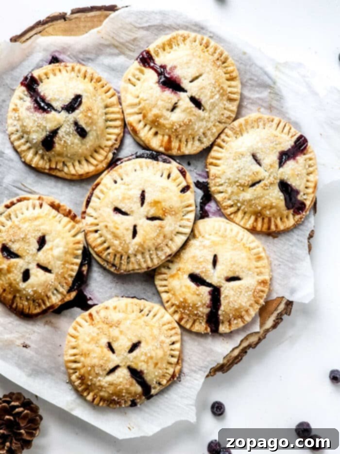 Air-Fried Blueberry Hand Pies 6 Blueberry Hand Pie - A single glazed blueberry hand pie, showcasing its perfect golden-brown crust and inviting texture.