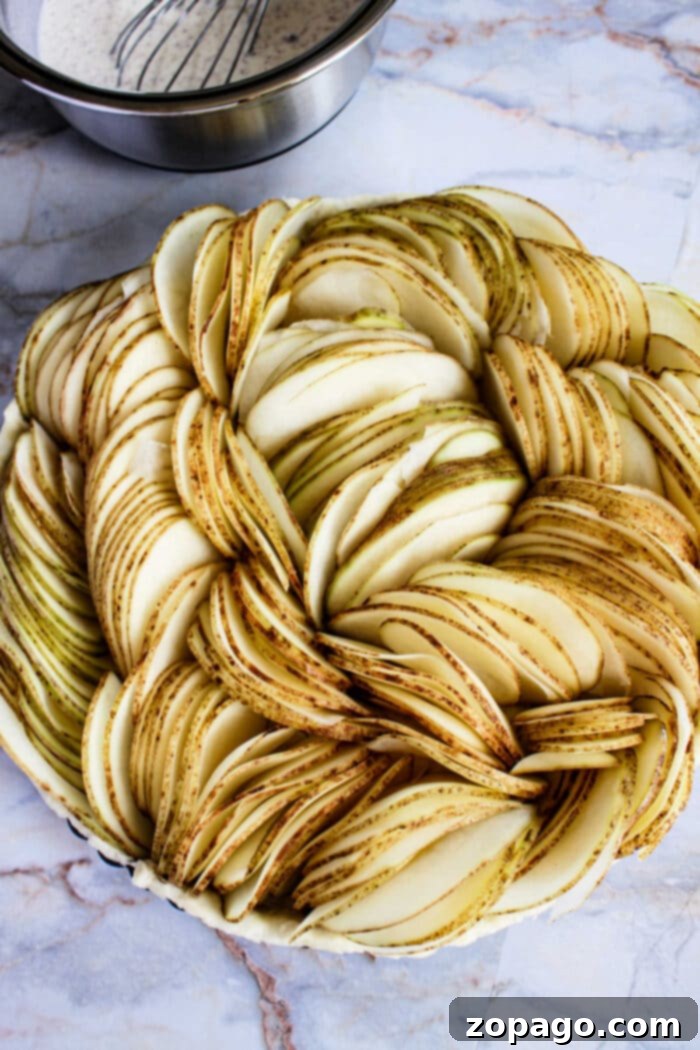 Rustic Russet Potato Galette 6 A perfectly baked potato pie, sliced into wedges, ready for serving