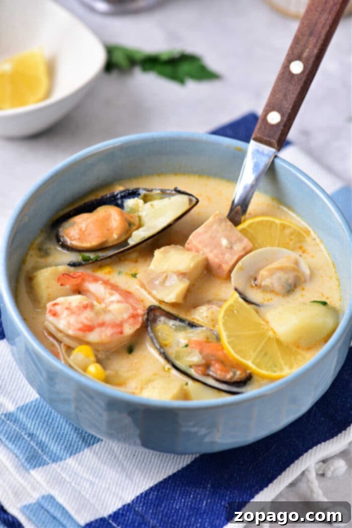 Zesty Mussel Stew 7 Two bowls of inviting mussel soup with a rich, creamy base, ready to be enjoyed.