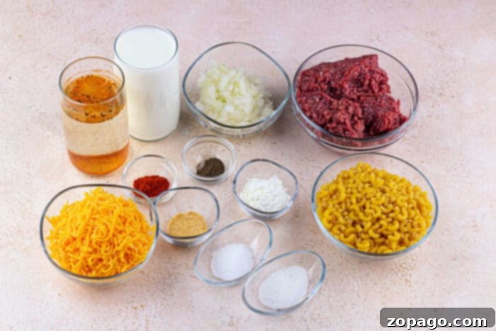Cheeseburger Mac 3 Creamy Hamburger Macaroni and Cheese, perfect for family dinners.