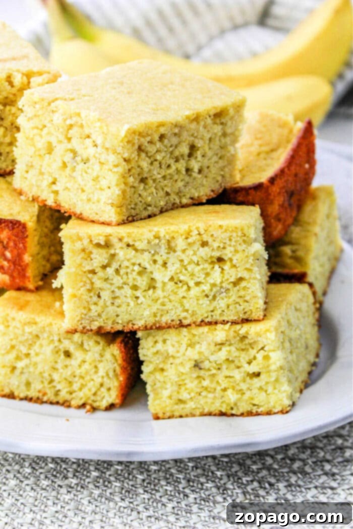 Sweet Banana Cornbread 4 Easy Banana Cornbread Recipe - Golden and fluffy.