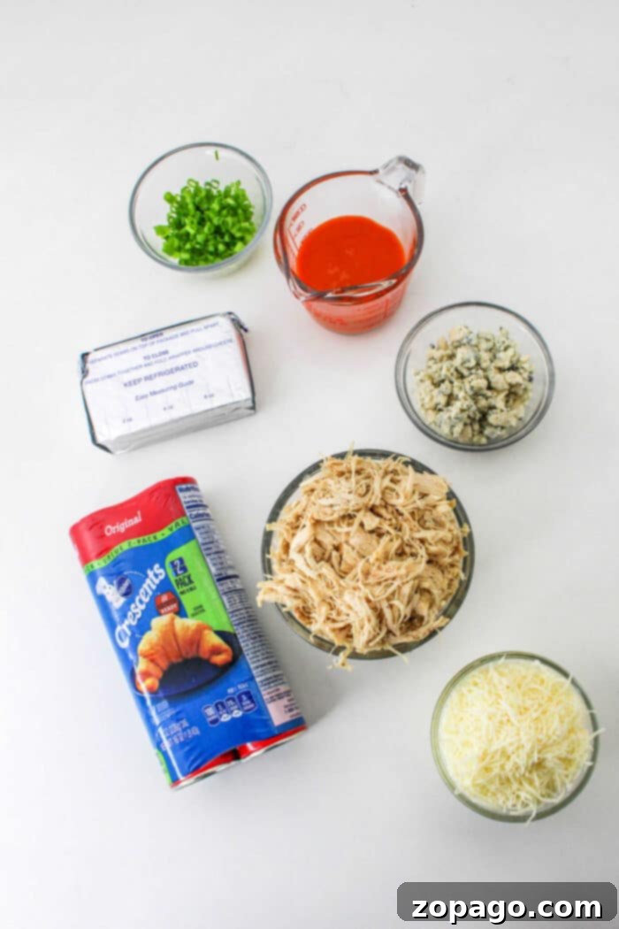 Buffalo Chicken Appetizer ring, garnished with fresh herbs