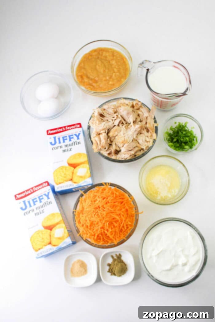 Quick Chicken Cornbread Delight 3 Cheesy Cornbread Casserole with a perfect golden crust and bubbly cheese