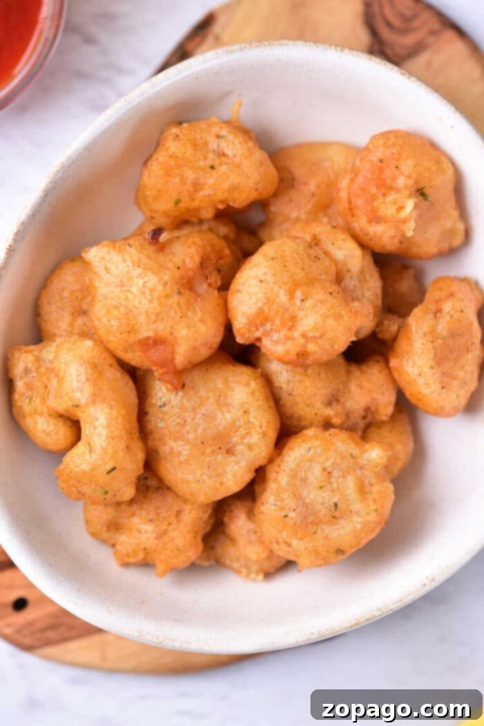 Golden Crispy Beer Shrimp 2 Crispy Beer Battered Shrimp served as an appetizer
