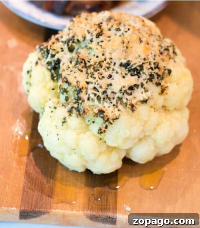 Golden Roasted Cauliflower at 400F 4 whole roasted cauliflower with herbs