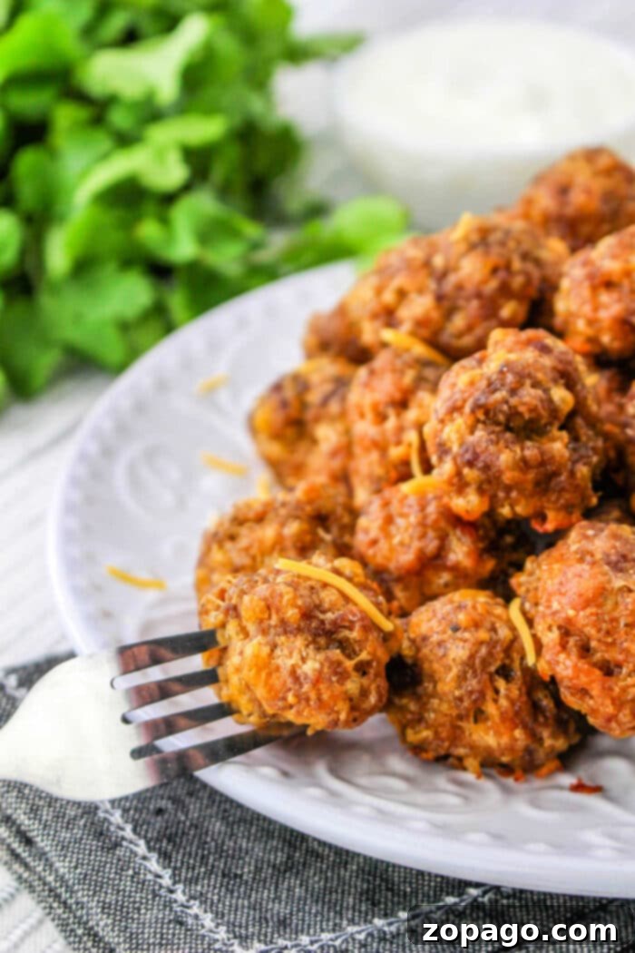 Taco Poppers 5 Deep fried taco balls served artfully in a bowl with dipping sauce