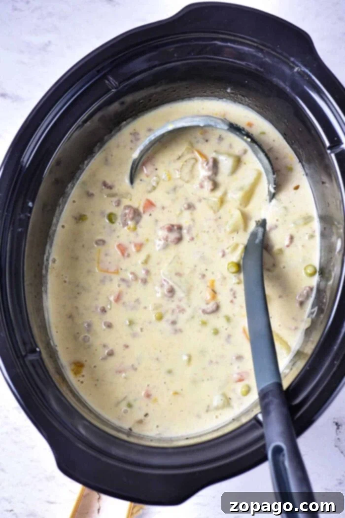 Slow Cooker Creamy Ground Beef and Potato Soup 2 Hearty Crockpot Creamy Potato and Hamburger Soup with Ground Beef and Vegetables