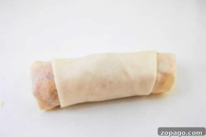 Crispy Air Fryer Spring Rolls 4 Prepared spring roll filling with cabbage and other vegetables
