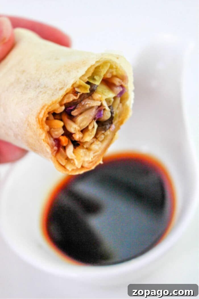 Crispy Air Fryer Spring Rolls 8 A small bowl of homemade spring roll dipping sauce