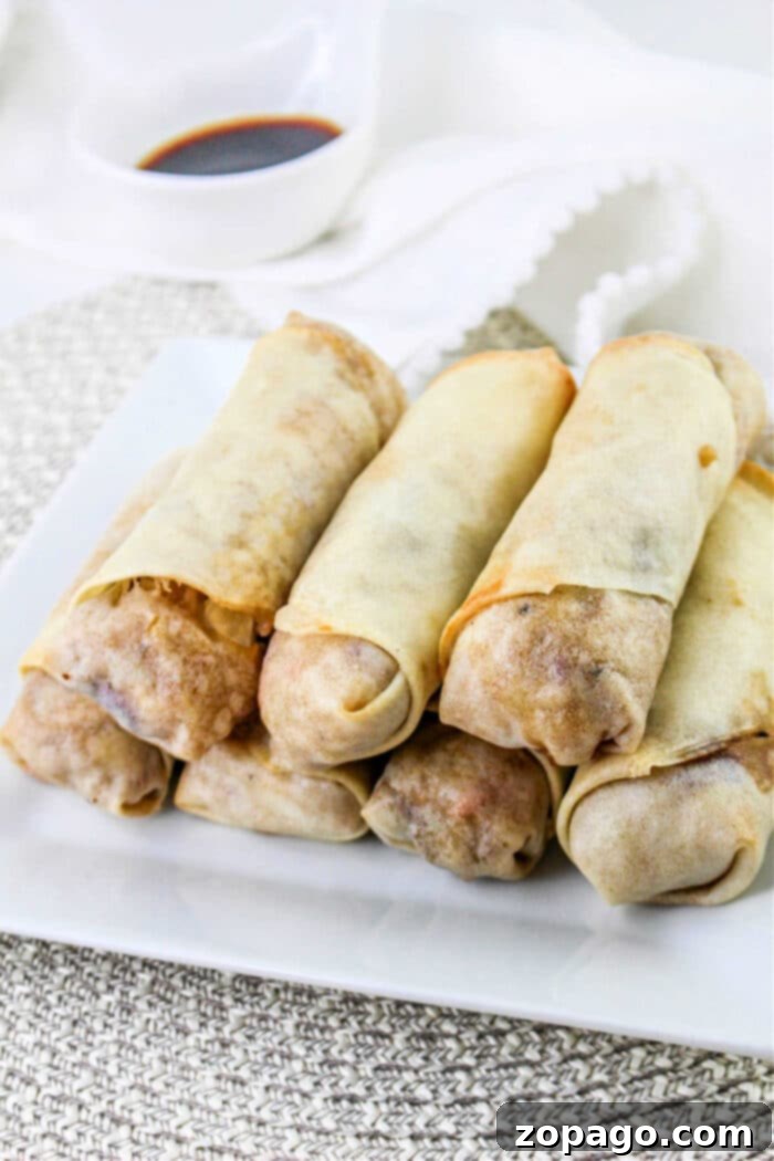 Crispy Air Fryer Spring Rolls 9 Ninja Foodi Spring Rolls on a serving platter