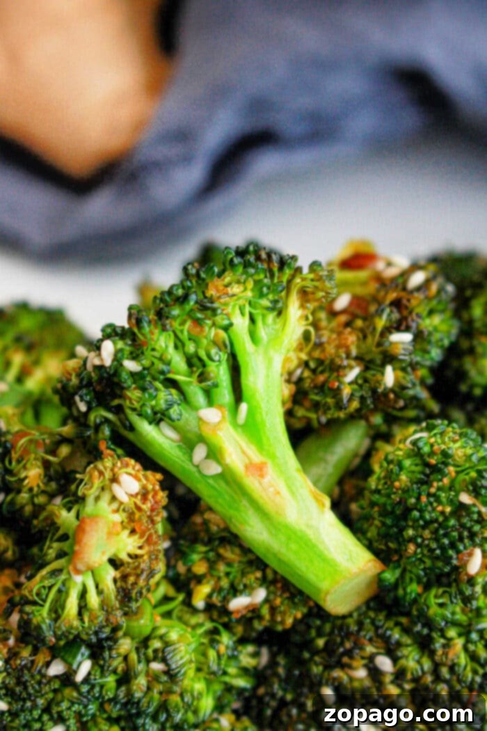 Vibrant Gai Lan Stir Fry 8 Overhead shot of a platter of perfectly roasted Asian broccoli, beautifully arranged and ready for serving.