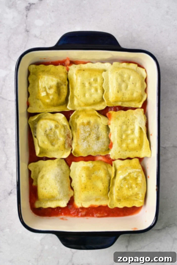 Quick and Tasty Frozen Ravioli 6 Baked frozen ravioli lasagna, golden brown and bubbling with cheese