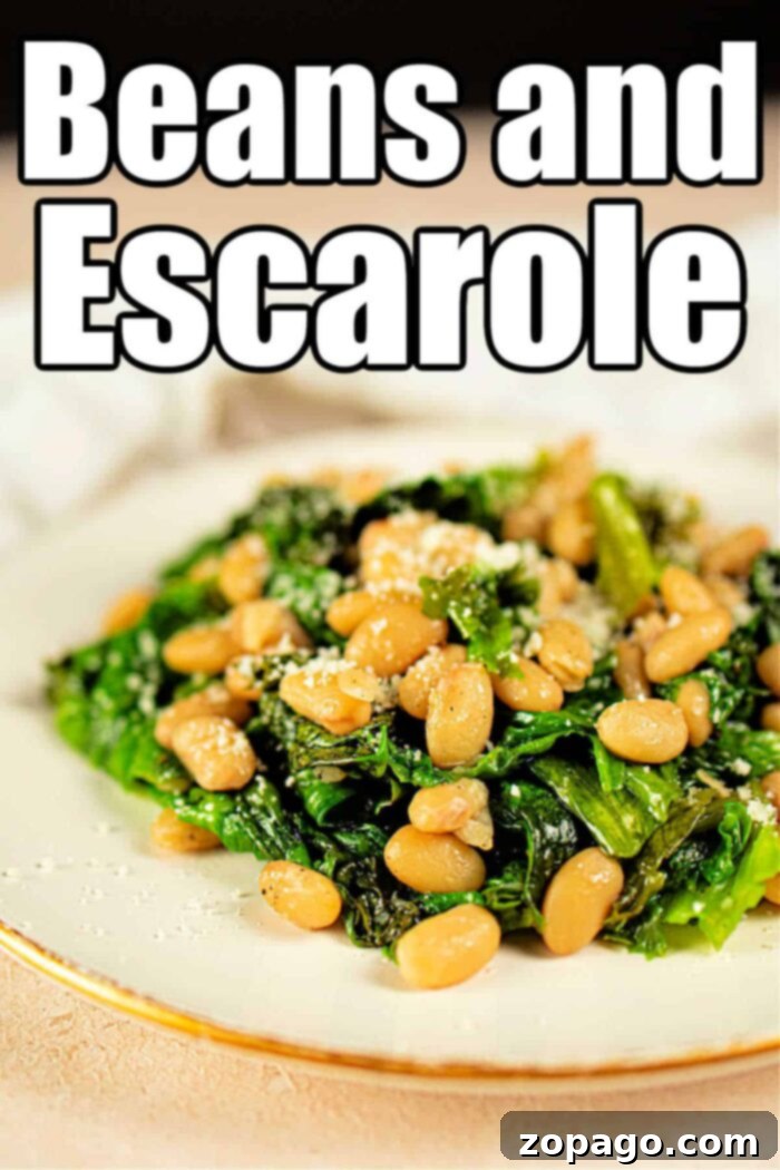 beans and escarole served in a bowl